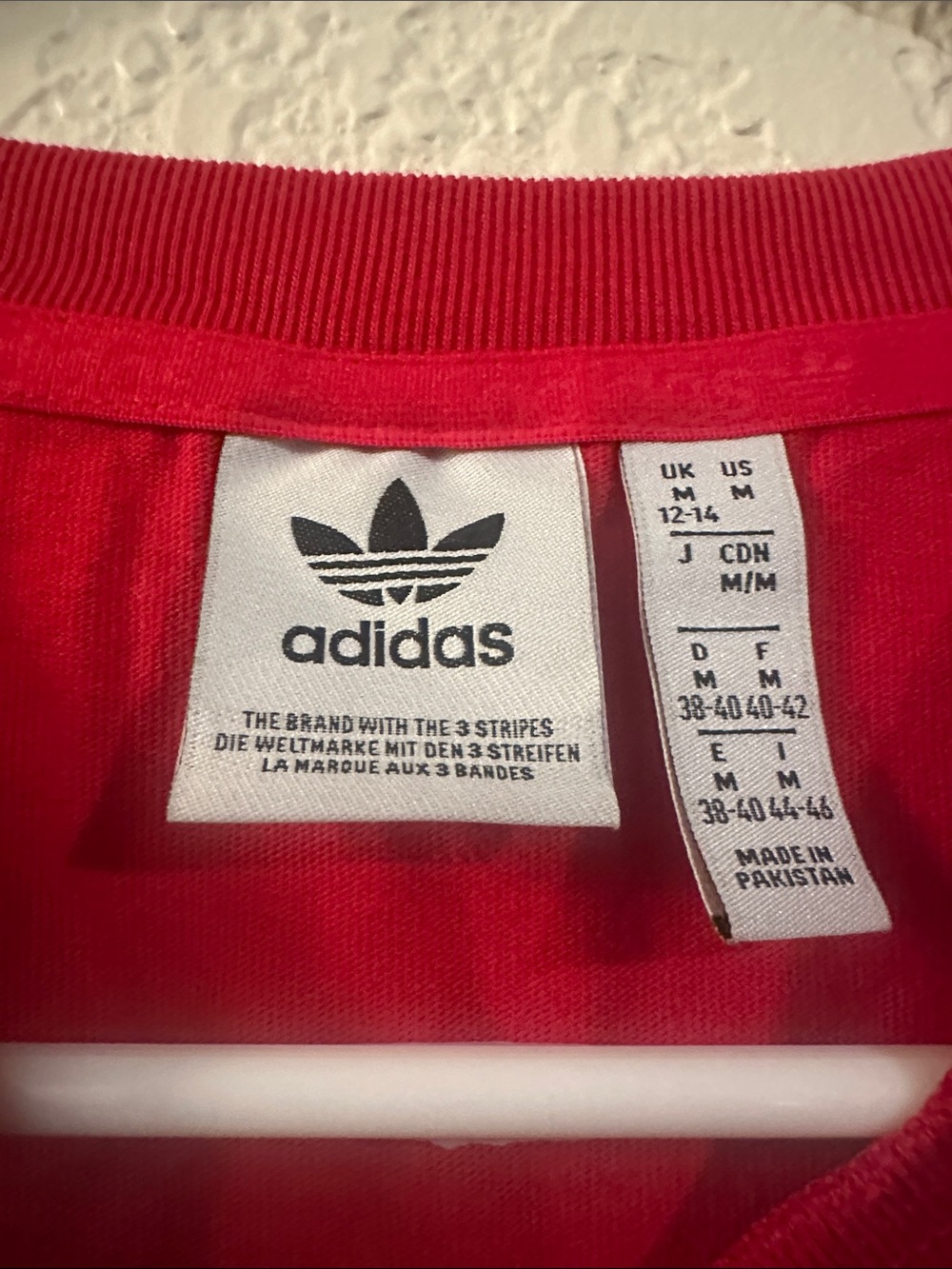 adidas Red Short Sleeve Womens Tee with White Trefoil - Picture 2 of 3